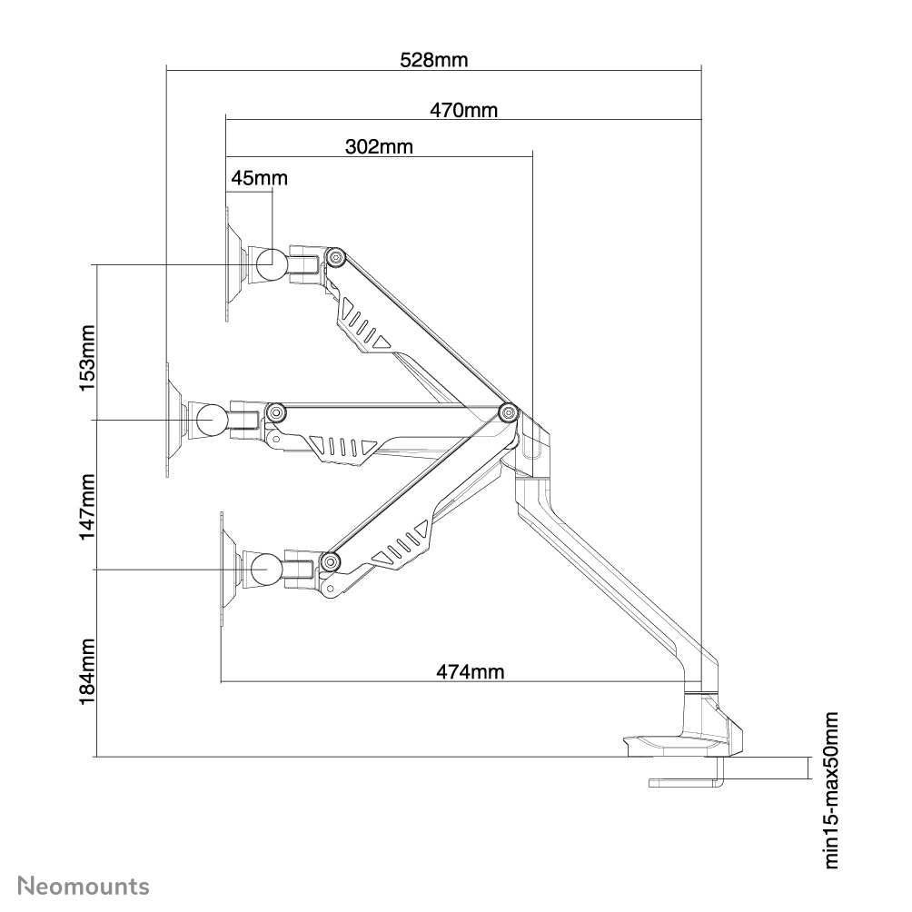 Neomounts FPMA-D750WHITE Support d'écran à fixer 10-32" - ressort à gaz - Topfix